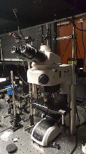 Figure 1. Picture of the newly installed microscope, which has been integrated with other optical components in the Nanophotonics Lab (MN 107). 