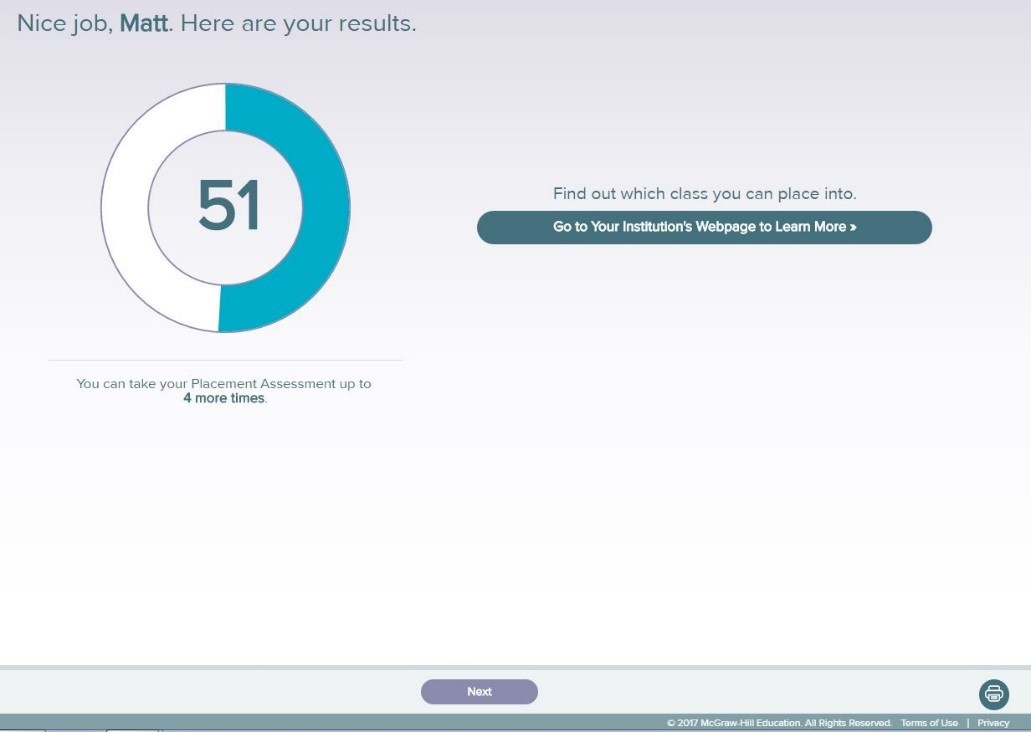 Compass Test Score Chart