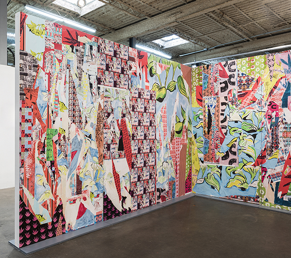 Meredith Olinger Room#1 Reconfigured Wallpaper, Wall Liner, Acrylic, Latex, and Marker on Panel 96” x 144 x 16 inches