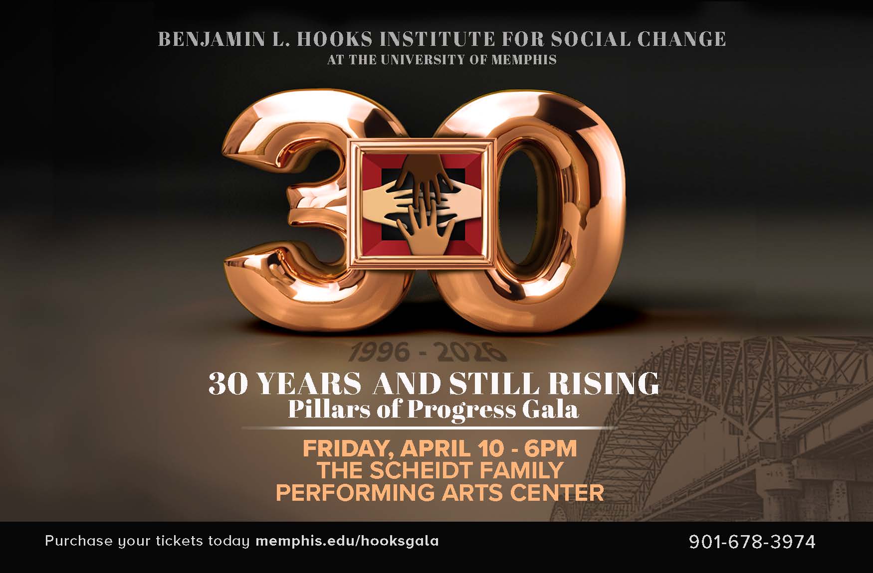 Save the Date card for the Hooks Institute's 30th Anniversary Gala.