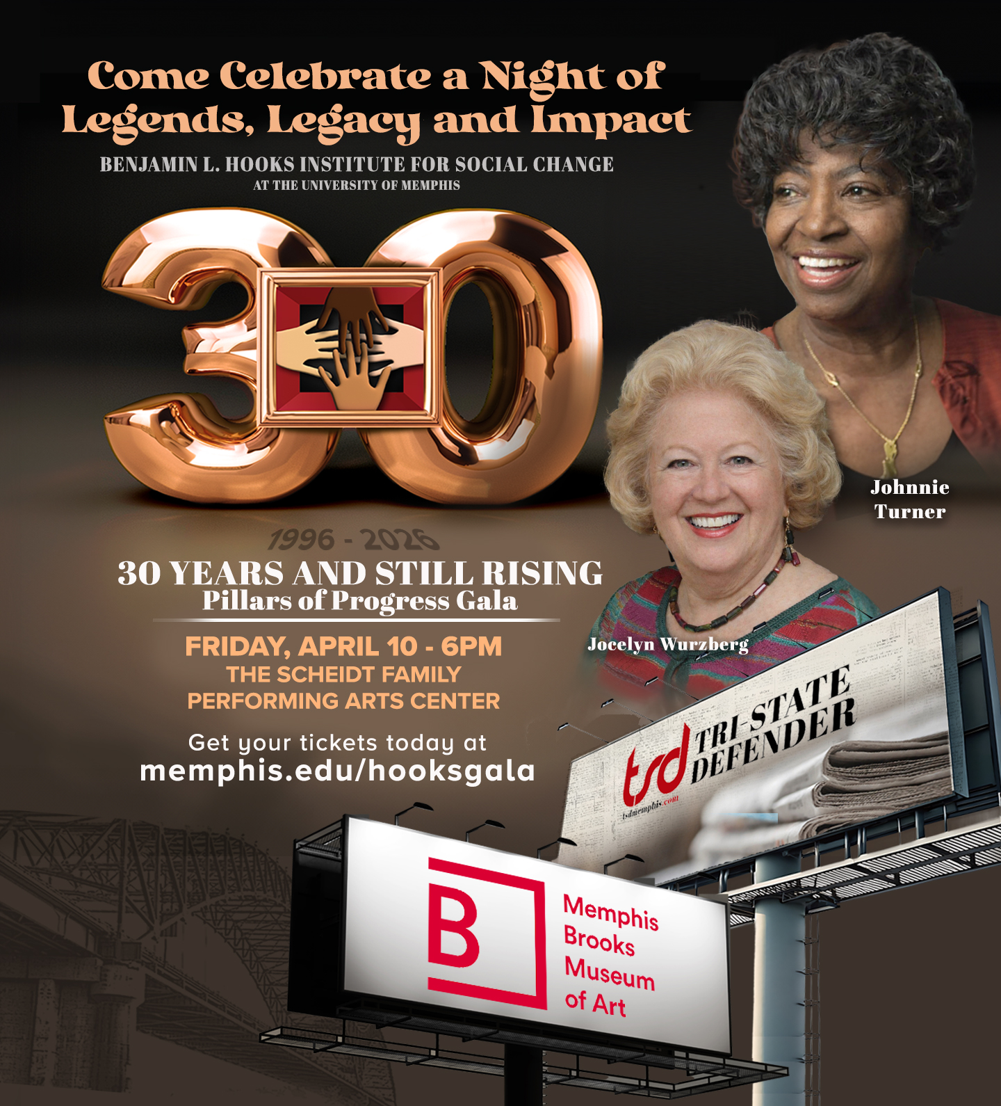 A golden numeral 30 sits against a black background with the hooks institute logo in the center.