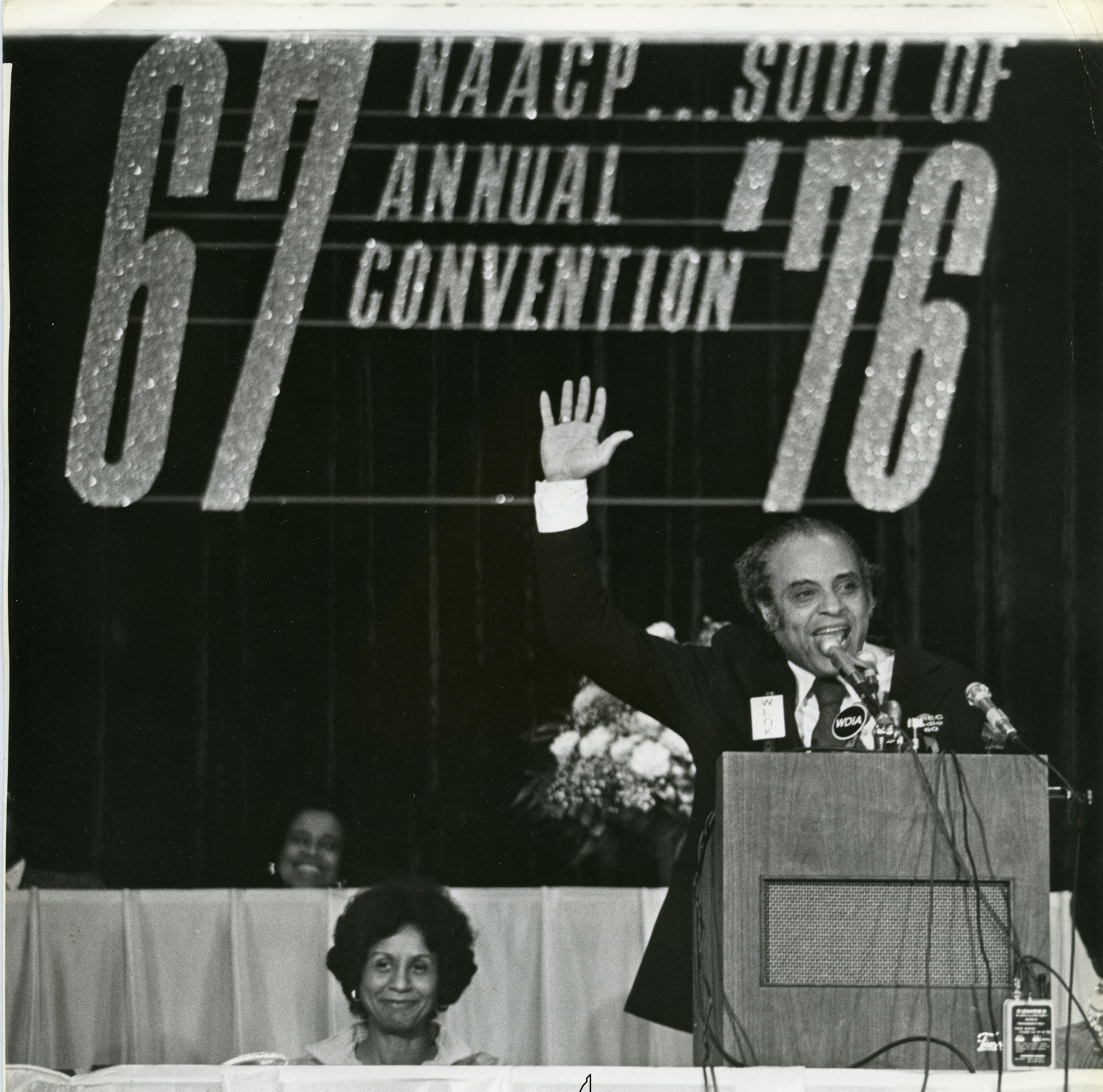 Benjamin Hooks speaks at 67th NAACP Convention in Memphis in 1976.