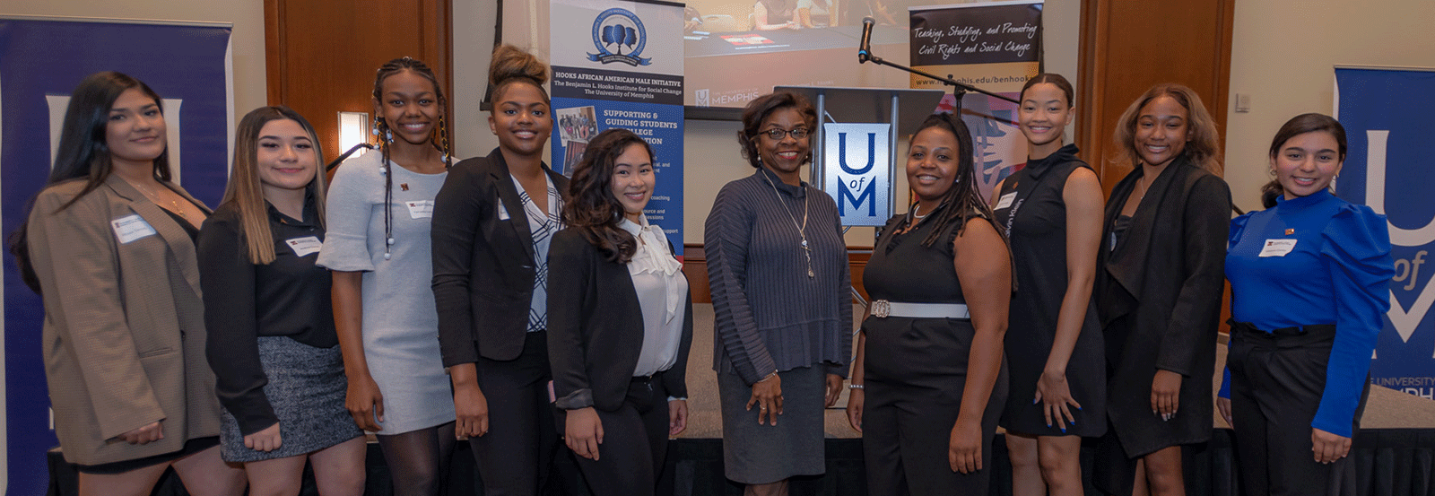 A diverse group of women in the A Seat at the Table program.