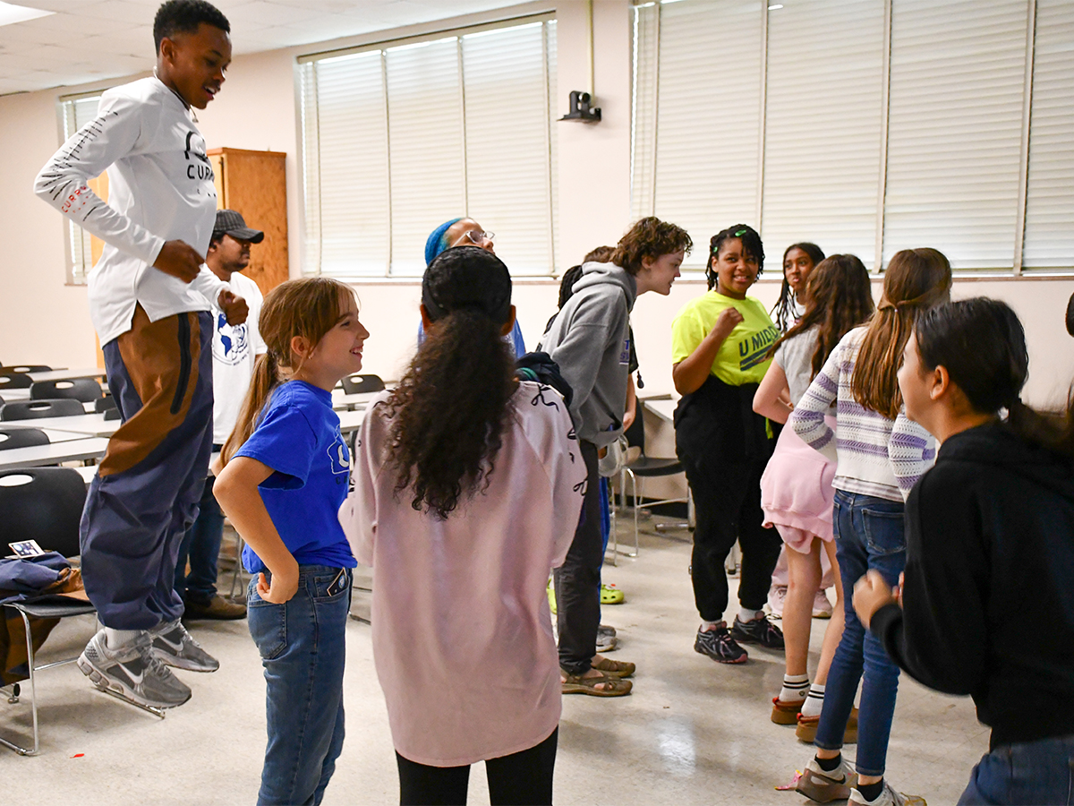 UMS Students Jumping During Earthquake Simulation