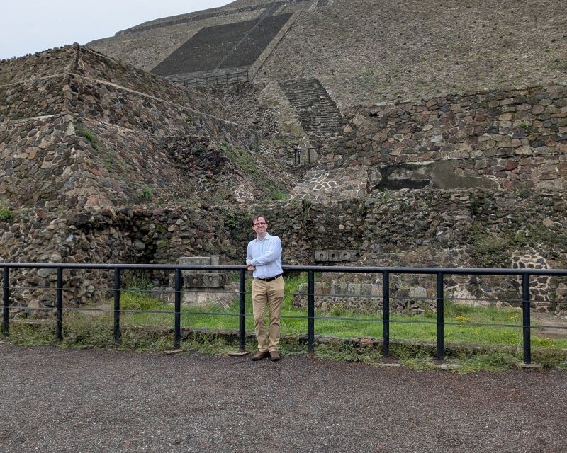 Dr. Daniel Smith in front of the the Teotihuacan Pyramids