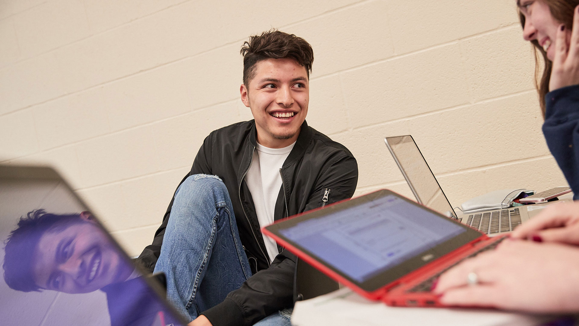 Students working together in classroom