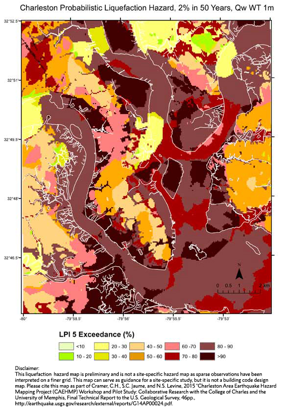 Charleston Probabilistic Liquefaction Hazard Map