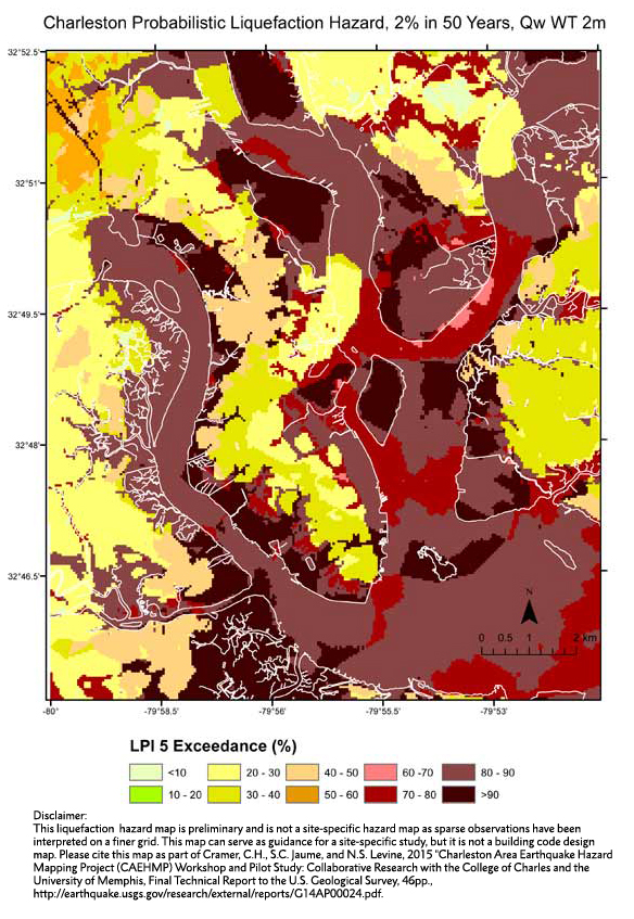 Charleston Probabilistic Liquefaction Hazard Map