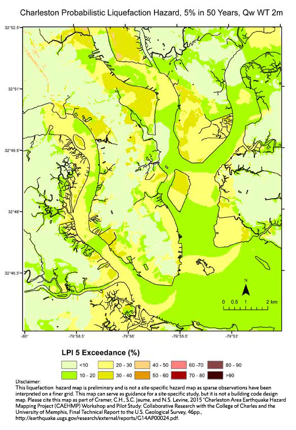 Charleston Probabilistic Liquefaction Hazard Map