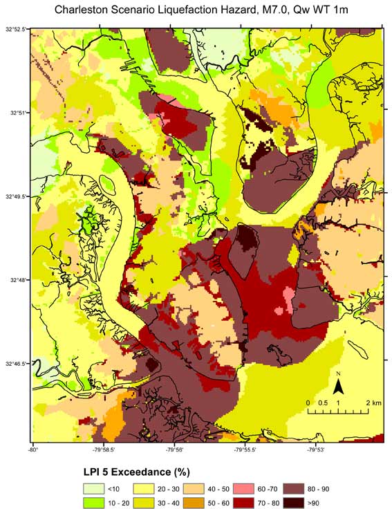 Charleston Scenario Liquefaction Hazard Map