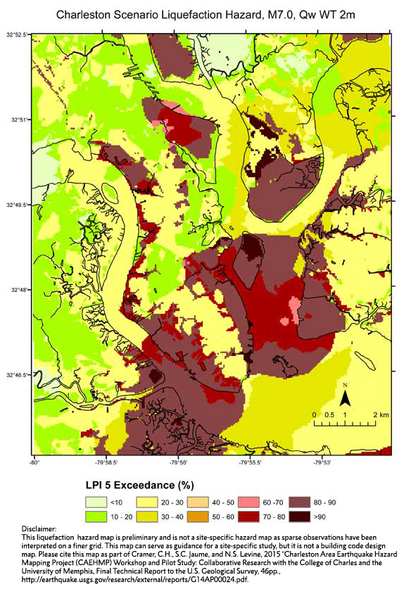 Charleston Scenario Liquefaction Hazard Map