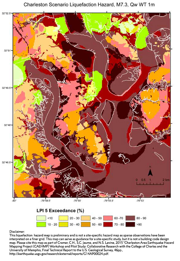 Charleston Scenario Liquefaction Hazard Map