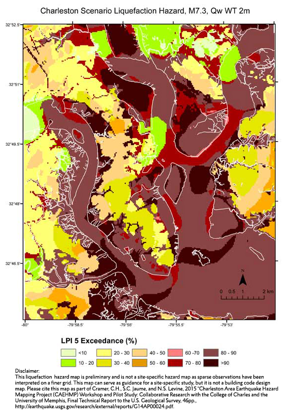Charleston Scenario Liquefaction Hazard Map