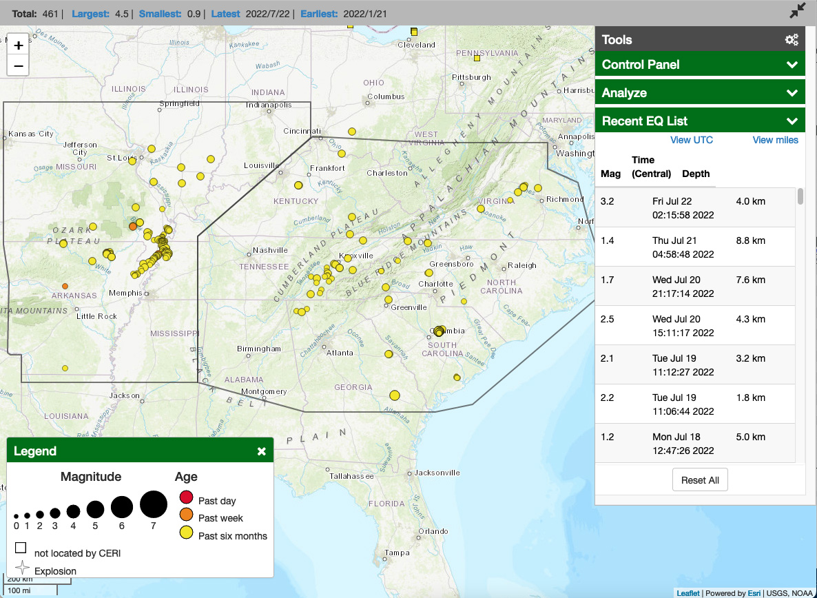 CERI Earthquake Map, Mitch Withers, Seismic Director