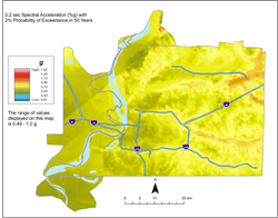 Memphis Hazard Map - 2% in 50 years SA 0.2