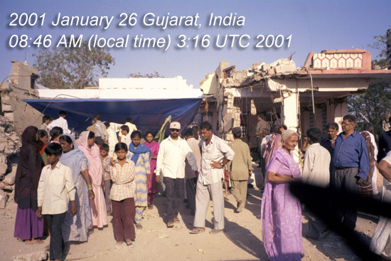 2001 January 26 Gujarat, India - 08:46 AM (local time) 3:16 UTC 2001 - India, rubble, people