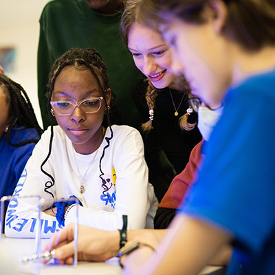 University High students working in a lab.