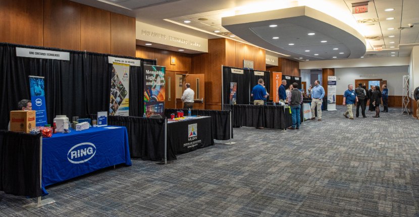 Photo of UC Ballroom entry area set for vendors