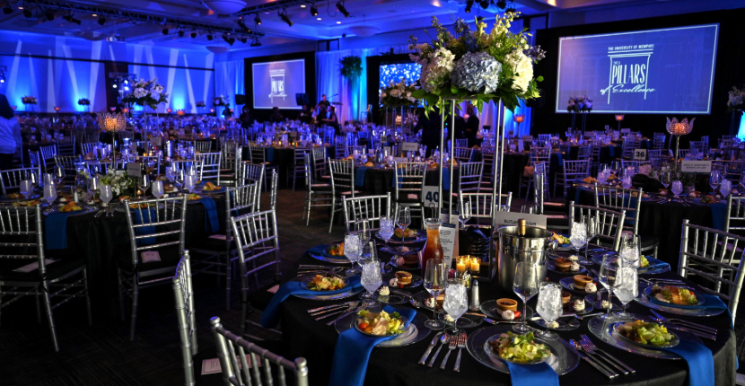 Photo of UC Ballroom decorated 