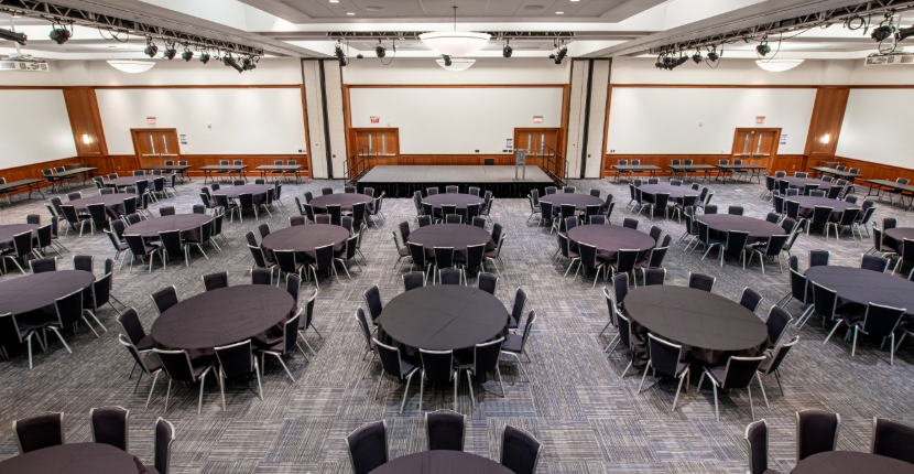 Photo of UC Ballroom with round tables
