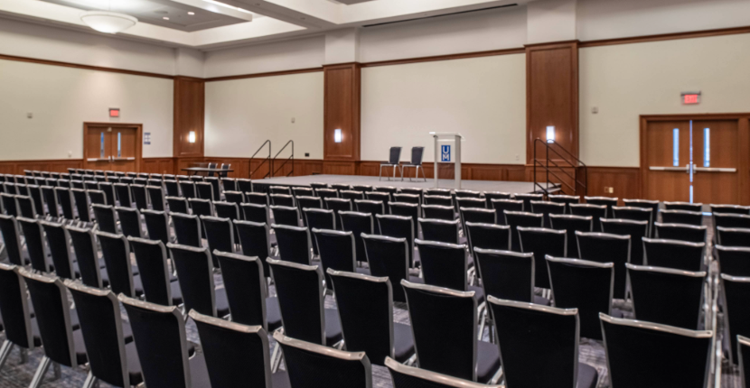 Photo of UC Ballroom with theatre chairs