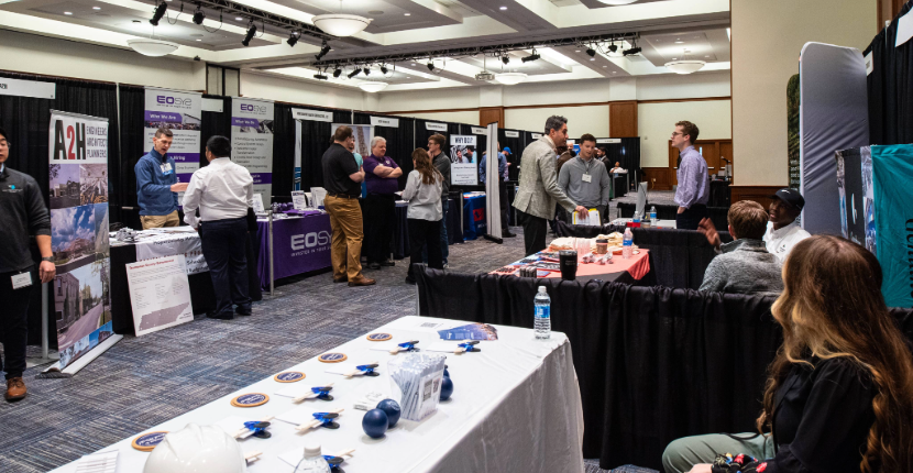 Photo of UC Ballroom with trade show setup
