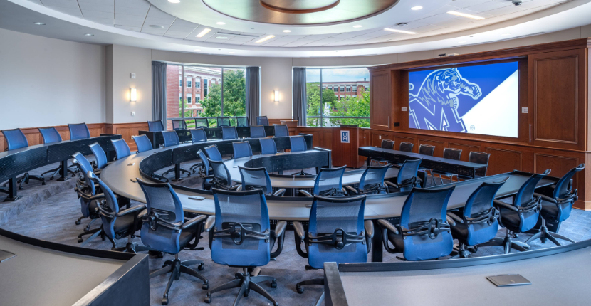 Photo of the Senate Chamber room with projection screen