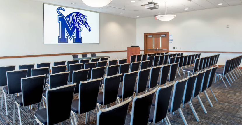 Shelby Room set theater style with screen