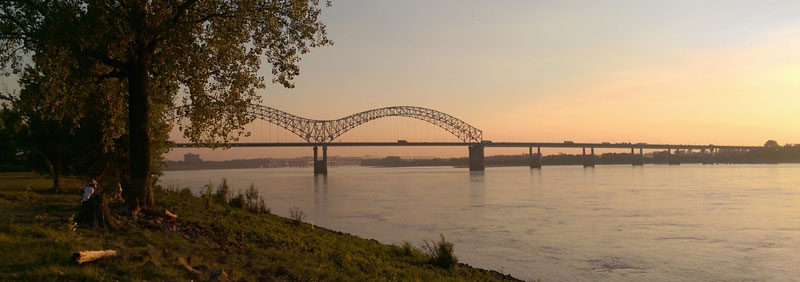 View of Hernando de Soto bridge from Mud Island