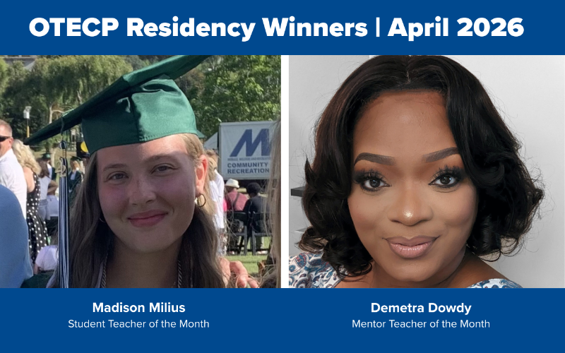 Recommended size: 800 × 600 px April Mentor Teacher of the Month Demetra Dowdy with Student Teacher of the Month Madison Milius.