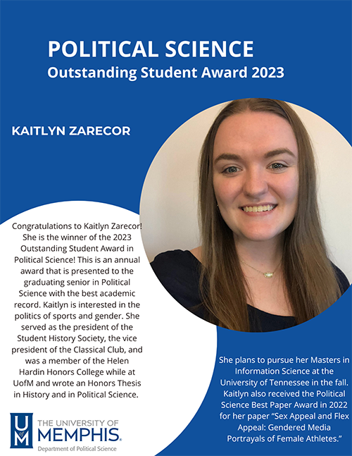 Kaitlyn Zarecor Outstanding Student