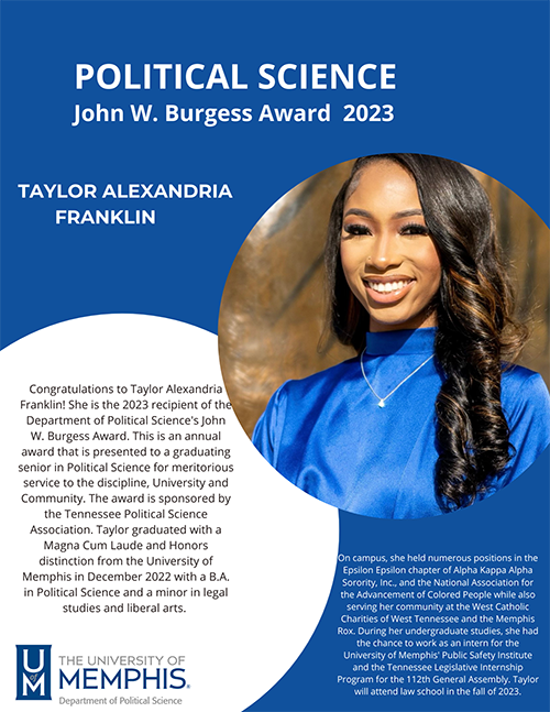 Taylor Alexandria Franklin wins Burgess Award
