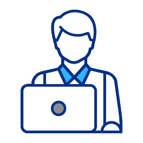 student with computer