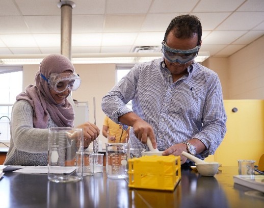 Student doing science experiment