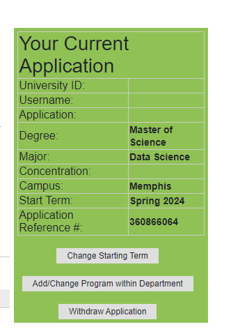 your current application