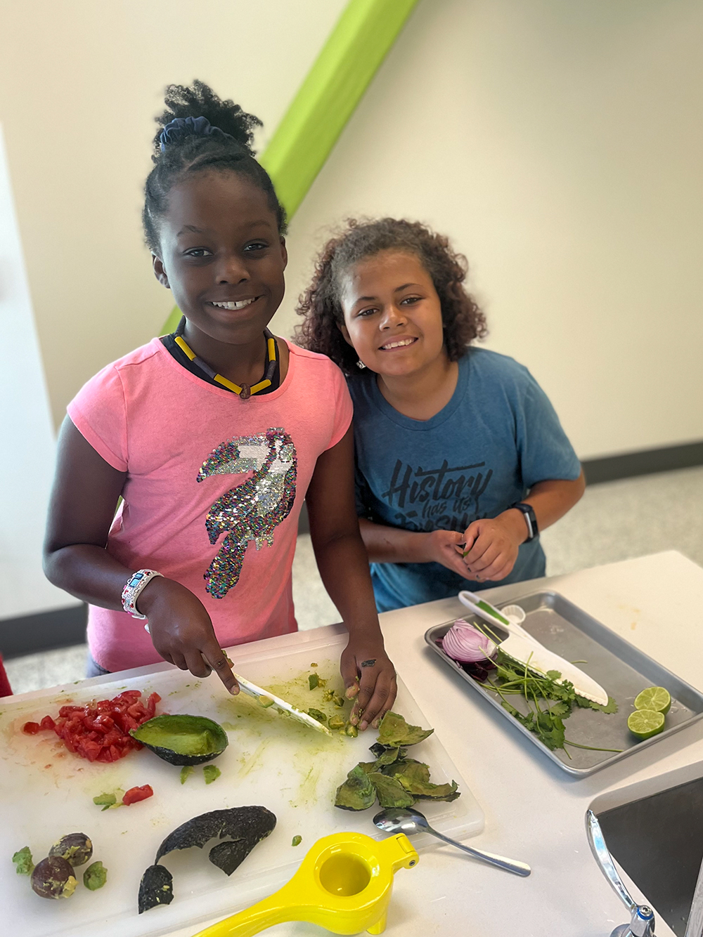 Two girls cooking