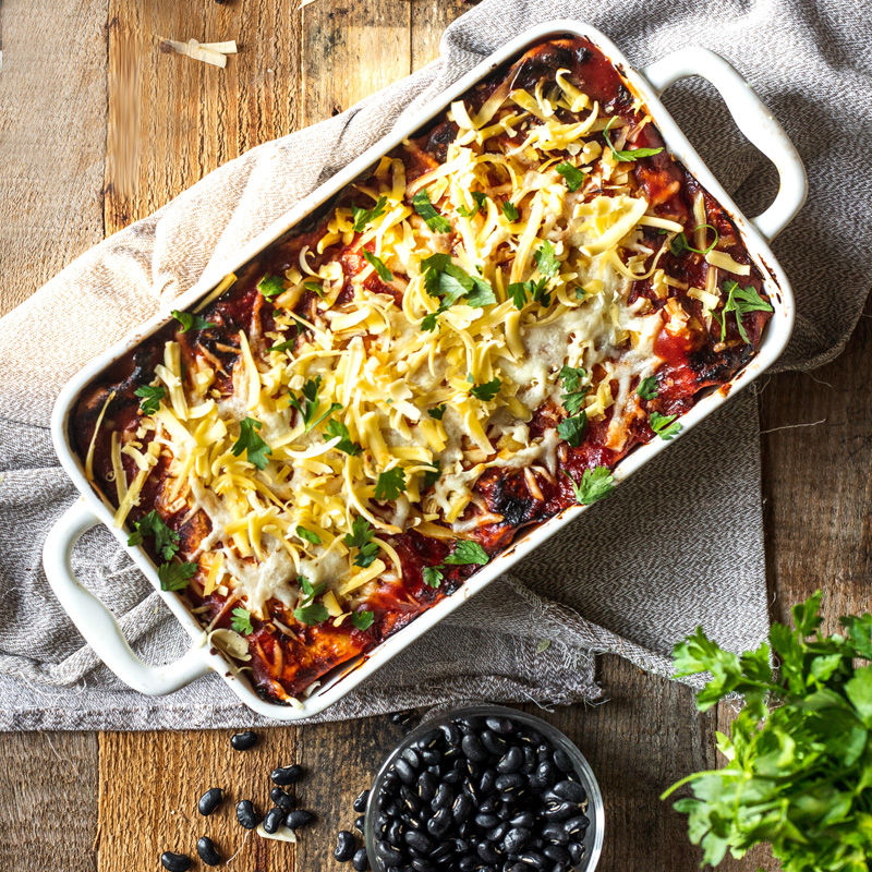 Black Bean Enchilada Casserole (Vegetarian)