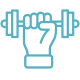 weight icon with hand grasping
