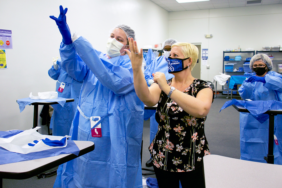 Janine Scott with Surgical Technology students