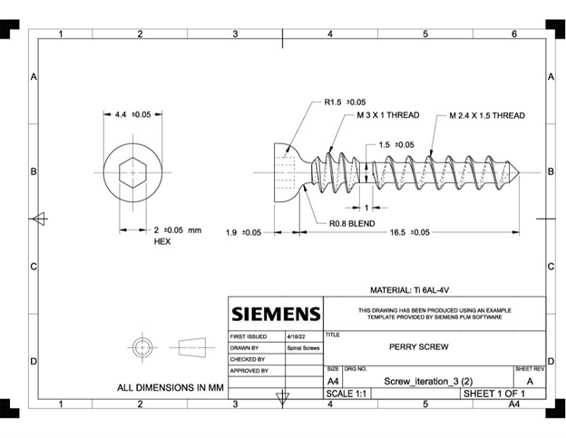 Perry Screw mechanical drawing