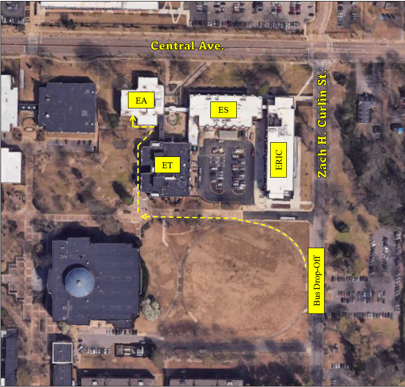 where to drop students off and path they take to check in