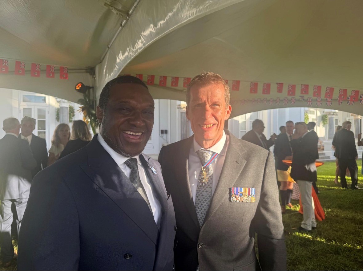 Dean Okoli and Governor of Bermuda Murdoch