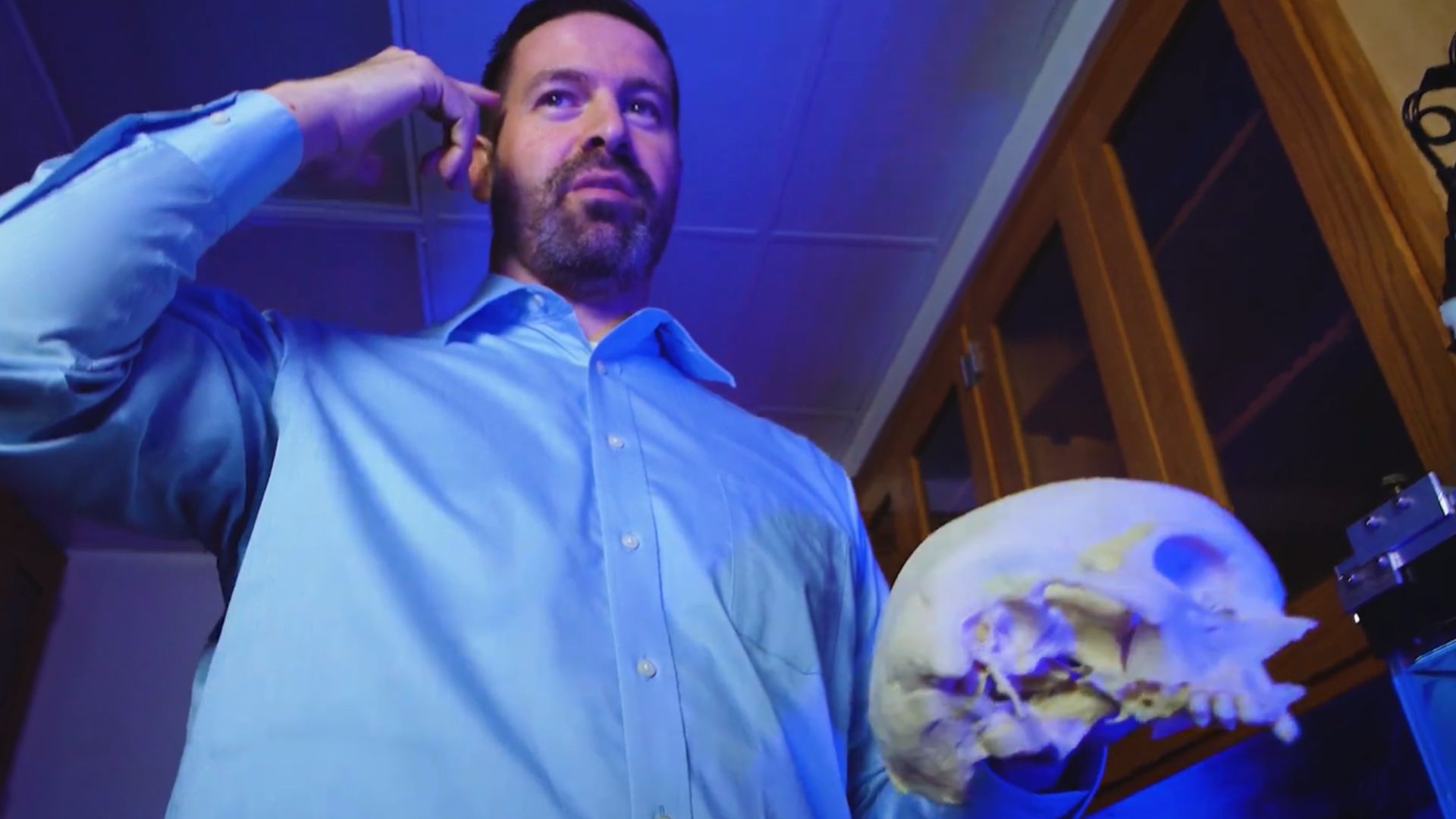 Dr. Herickhoff with skull