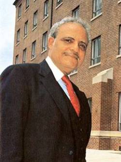 Benjamin Hooks in front of NAACP Headquarters.