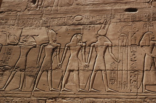 Plate 50 (B94) - Ramesses II being led into the presence of Amun-Re by Monthu and Atum