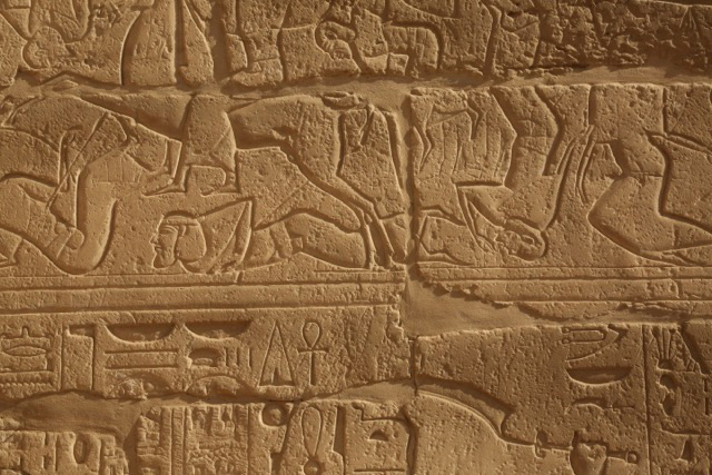 Photo of Merenptah's battle scenes with palimpsest traces of the Battle of Kadesh
