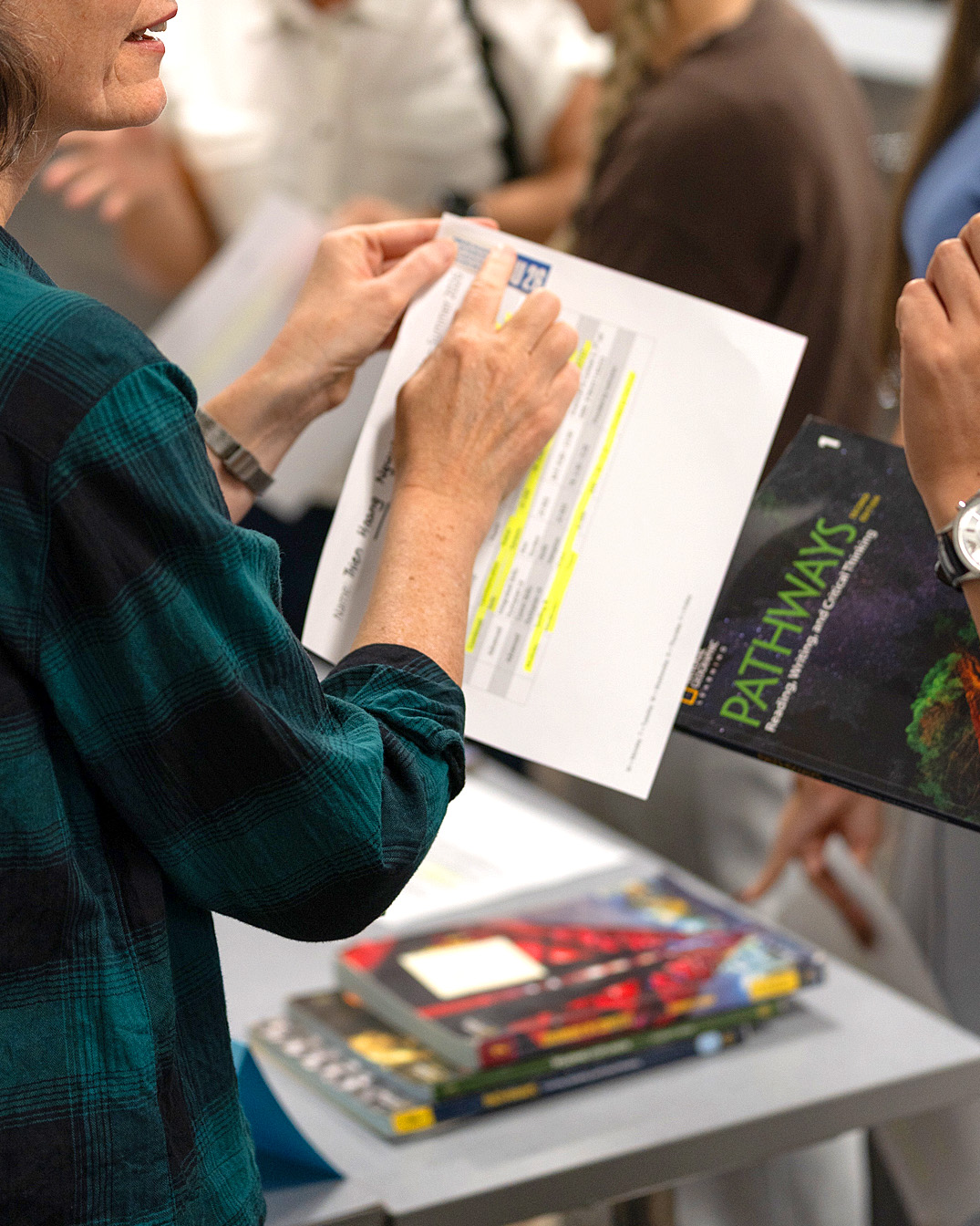 student looking at form
