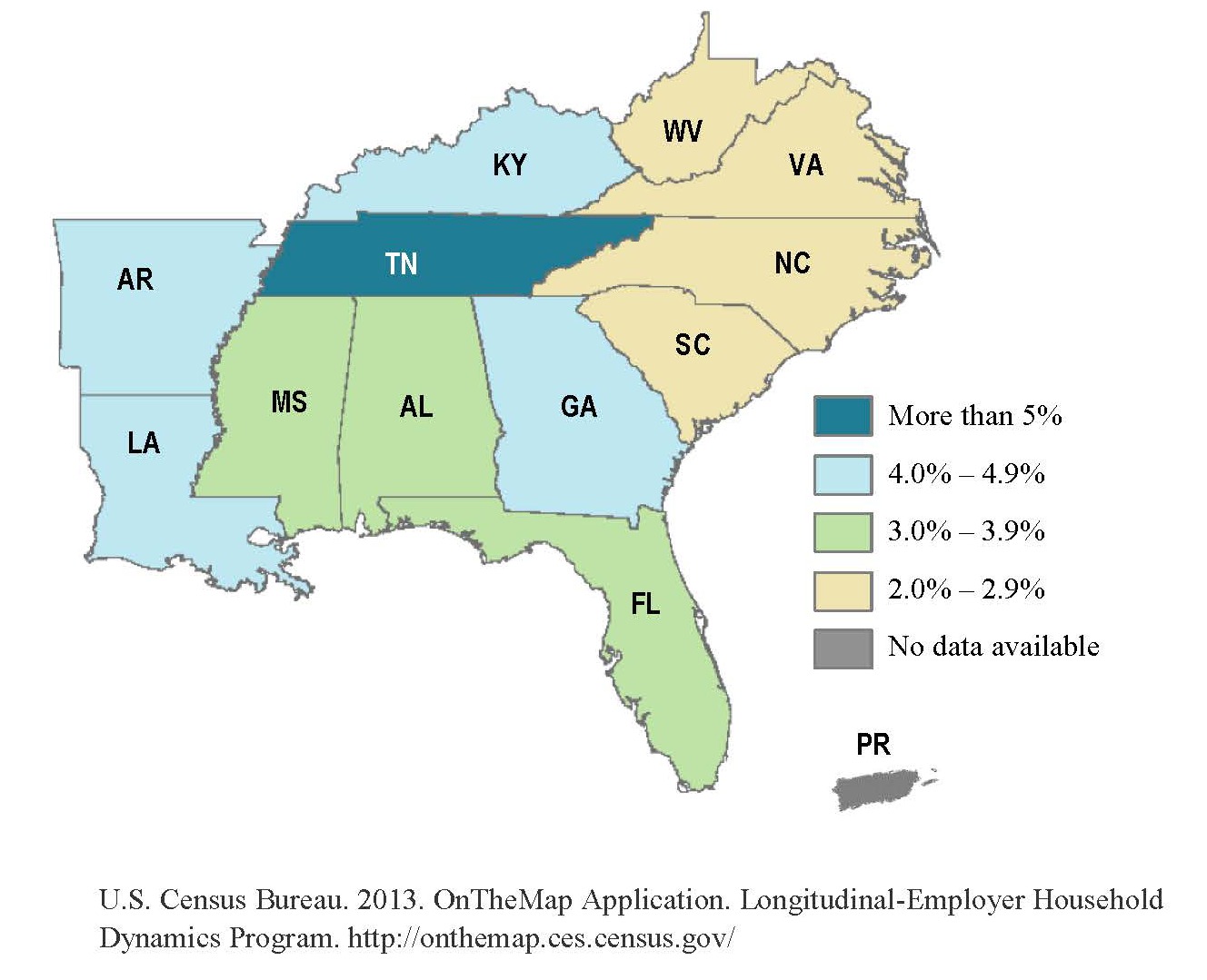 Map of Transportation Jobs