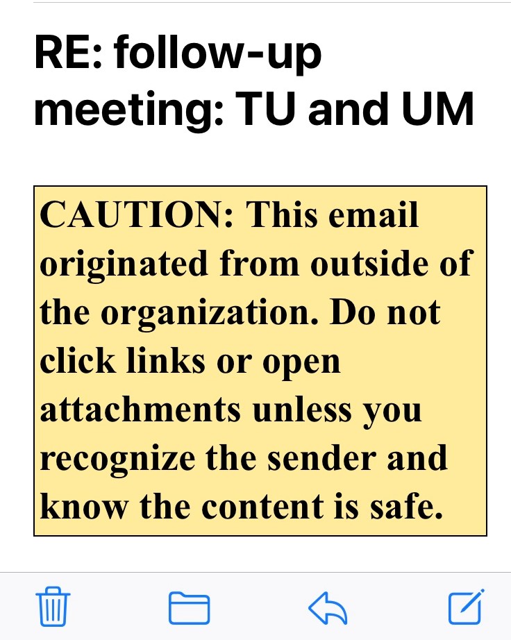 Email banner on mobile device