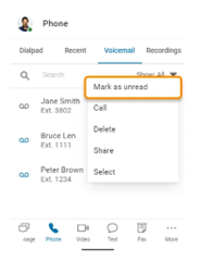 RingCentral voicemail unread